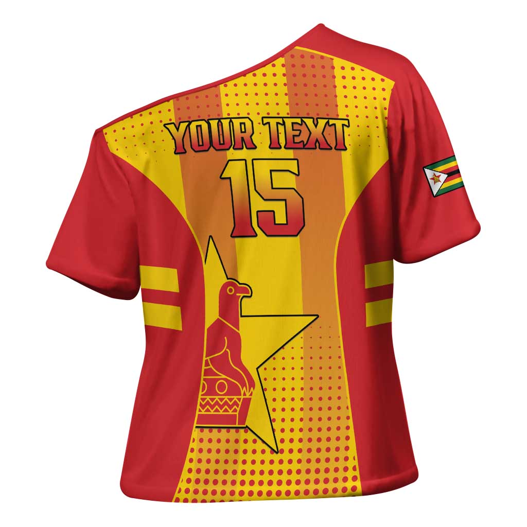 Custom Zimbabwe Cricket Cross Shoulder Shirt Go Champions - Wonder Print Shop