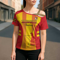 Custom Zimbabwe Cricket Cross Shoulder Shirt Go Champions - Wonder Print Shop