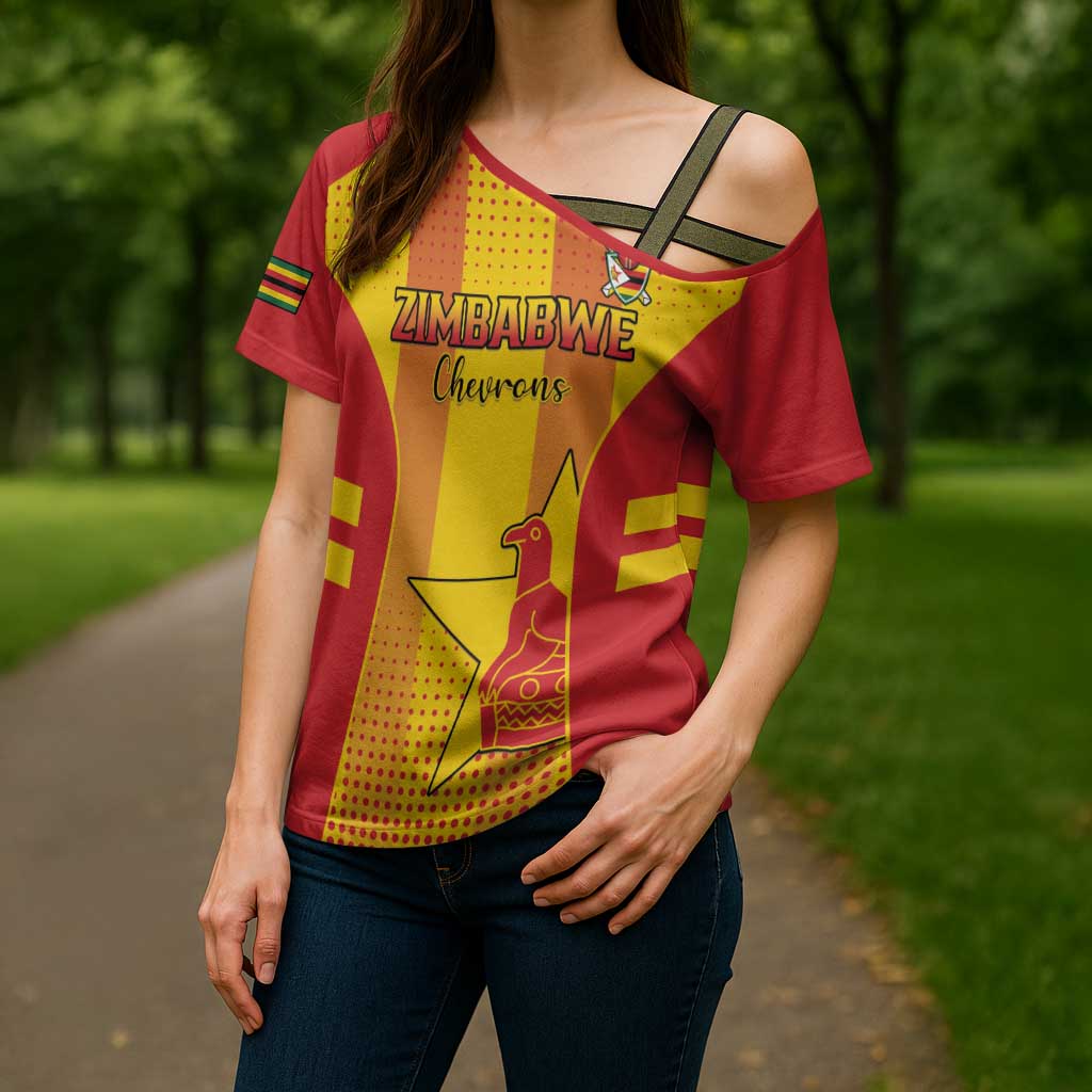 Custom Zimbabwe Cricket Cross Shoulder Shirt Go Champions - Wonder Print Shop