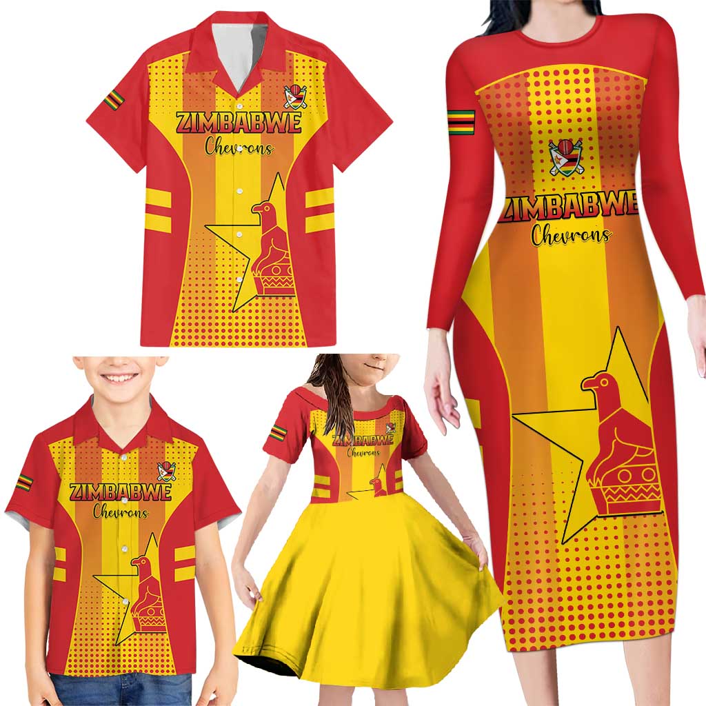 Custom Zimbabwe Cricket Family Matching Long Sleeve Bodycon Dress and Hawaiian Shirt Go Champions - Wonder Print Shop