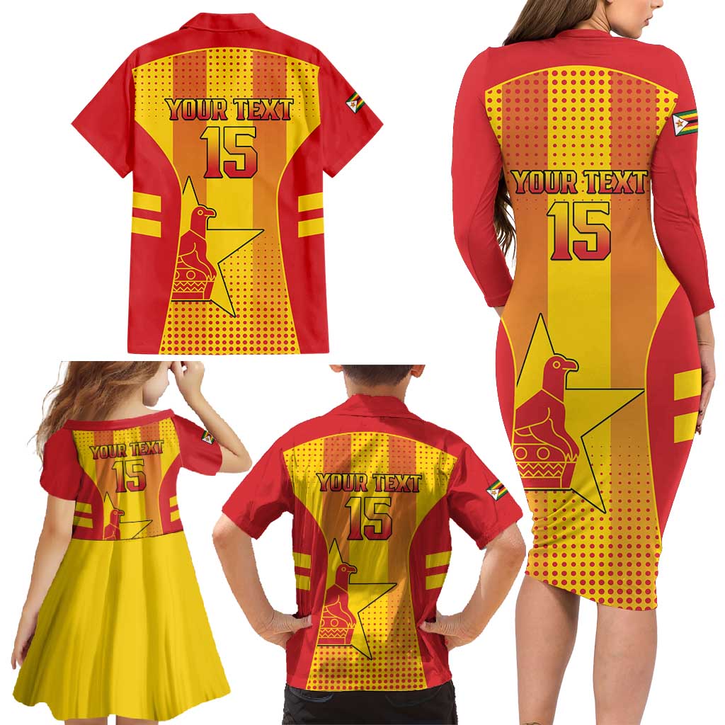 Custom Zimbabwe Cricket Family Matching Long Sleeve Bodycon Dress and Hawaiian Shirt Go Champions - Wonder Print Shop