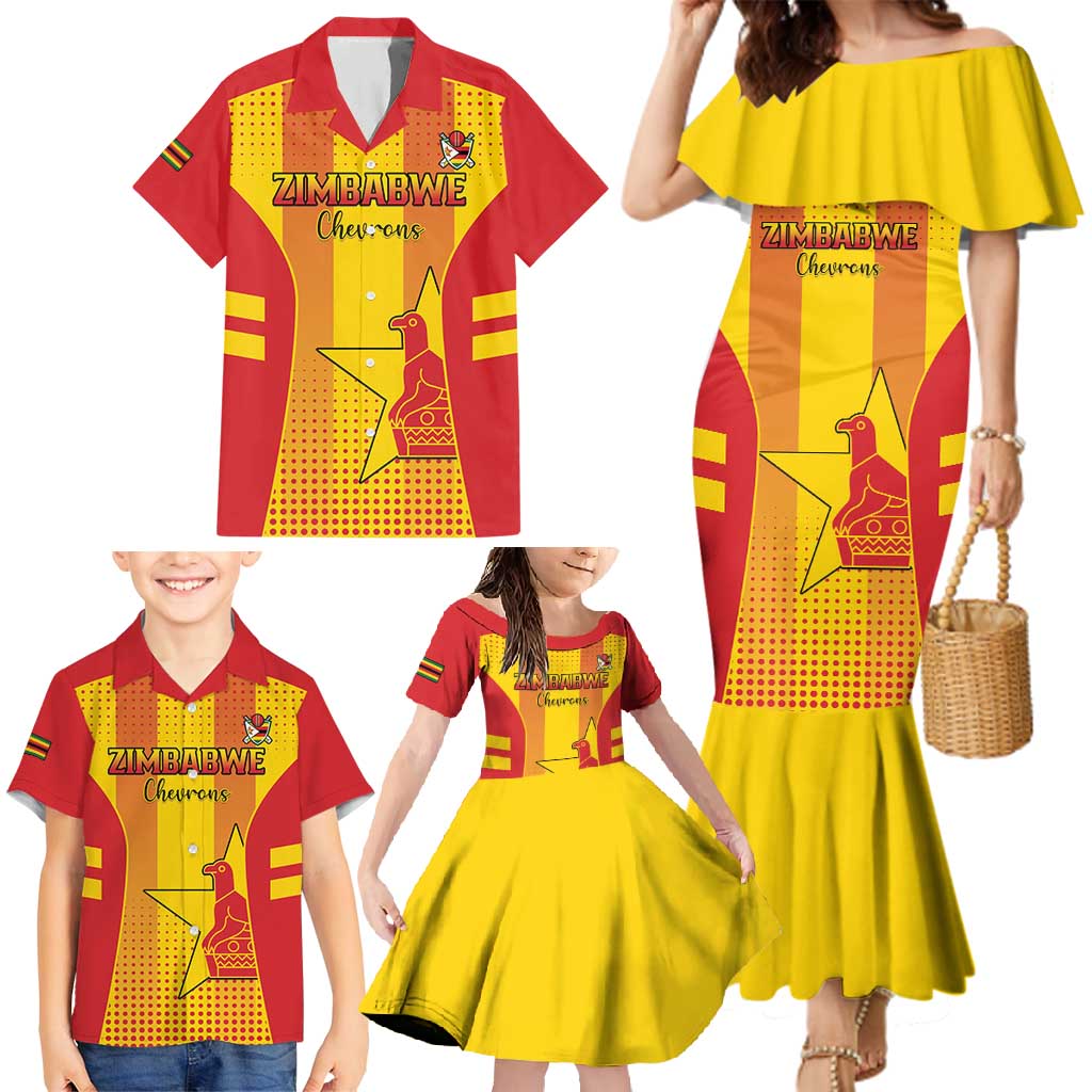 Custom Zimbabwe Cricket Family Matching Mermaid Dress and Hawaiian Shirt Go Champions - Wonder Print Shop