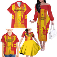 Custom Zimbabwe Cricket Family Matching Off The Shoulder Long Sleeve Dress and Hawaiian Shirt Go Champions - Wonder Print Shop