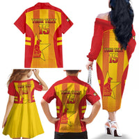 Custom Zimbabwe Cricket Family Matching Off The Shoulder Long Sleeve Dress and Hawaiian Shirt Go Champions - Wonder Print Shop