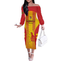 Custom Zimbabwe Cricket Family Matching Off The Shoulder Long Sleeve Dress and Hawaiian Shirt Go Champions - Wonder Print Shop