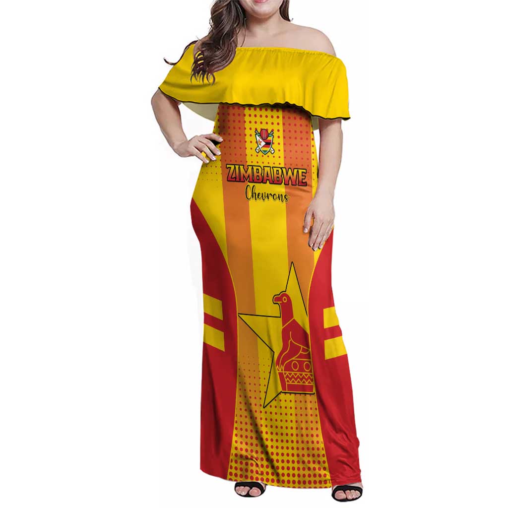 Custom Zimbabwe Cricket Family Matching Off Shoulder Maxi Dress and Hawaiian Shirt Go Champions - Wonder Print Shop