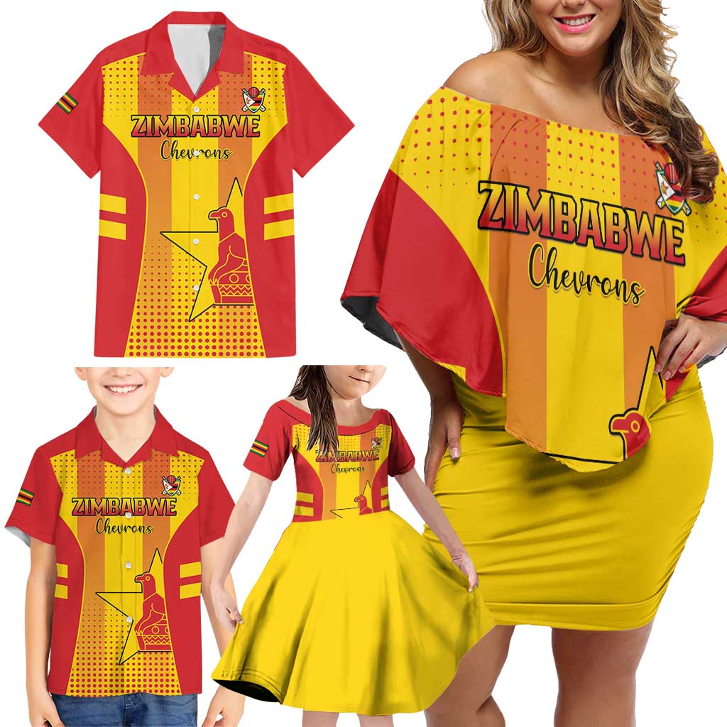 Custom Zimbabwe Cricket Family Matching Off Shoulder Short Dress and Hawaiian Shirt Go Champions - Wonder Print Shop