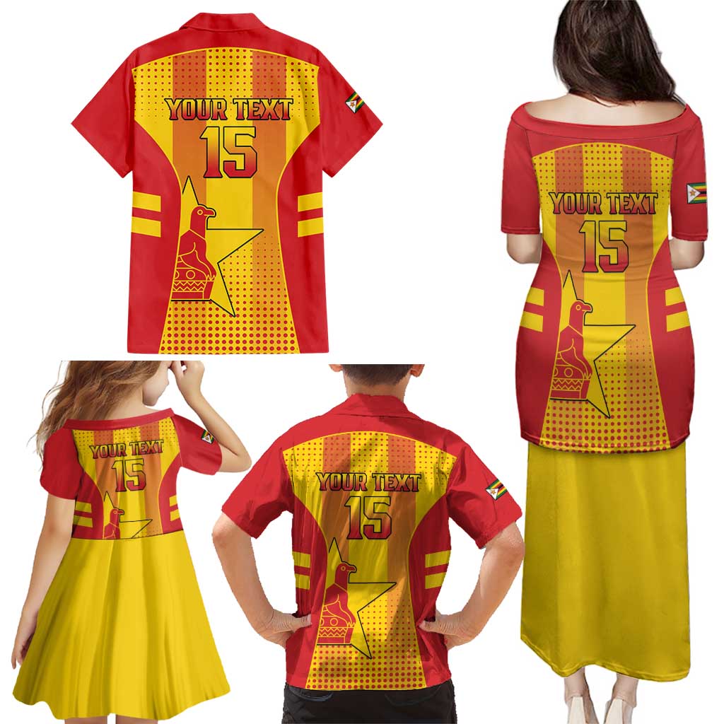 Custom Zimbabwe Cricket Family Matching Puletasi and Hawaiian Shirt Go Champions - Wonder Print Shop