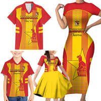 Custom Zimbabwe Cricket Family Matching Short Sleeve Bodycon Dress and Hawaiian Shirt Go Champions - Wonder Print Shop