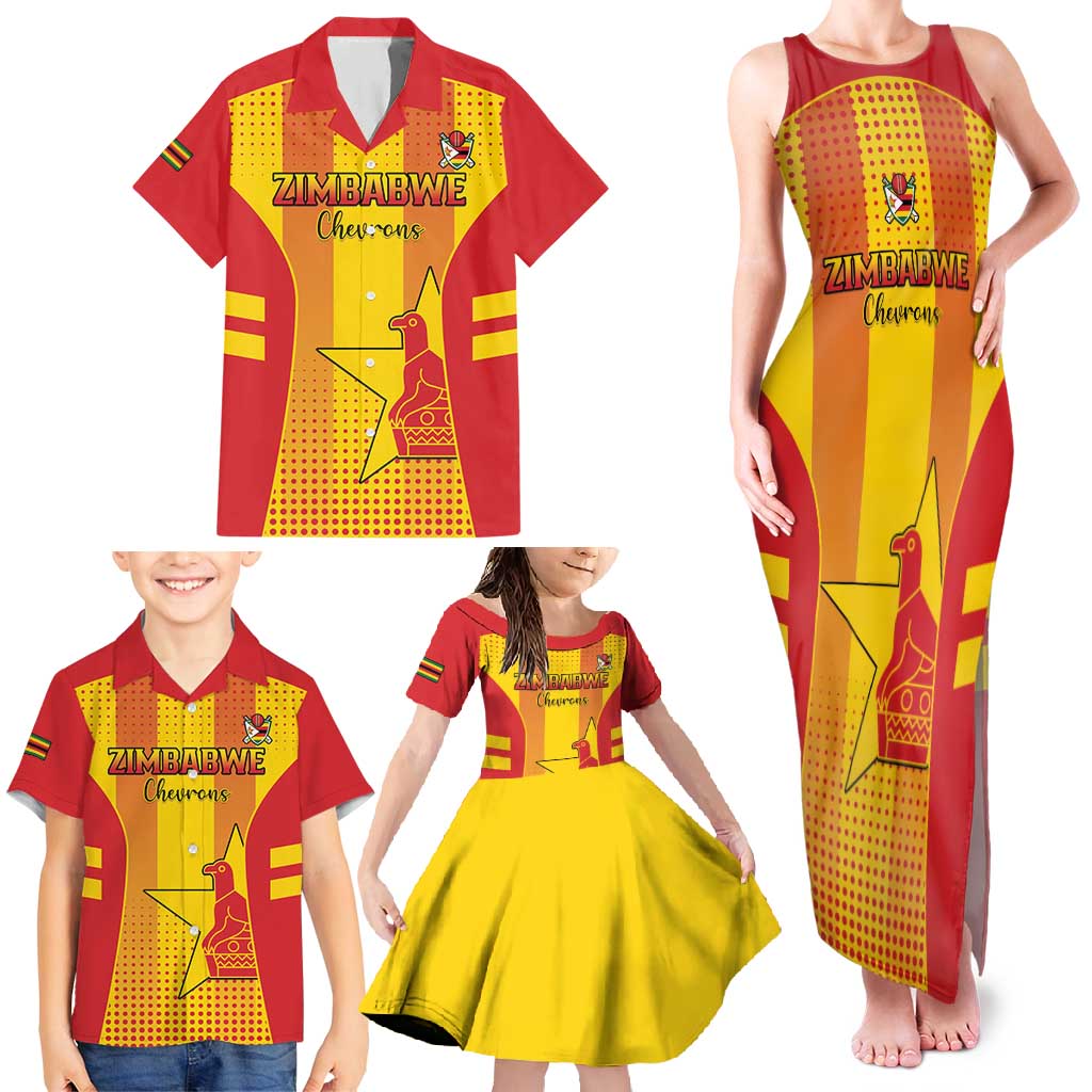 Custom Zimbabwe Cricket Family Matching Tank Maxi Dress and Hawaiian Shirt Go Champions - Wonder Print Shop