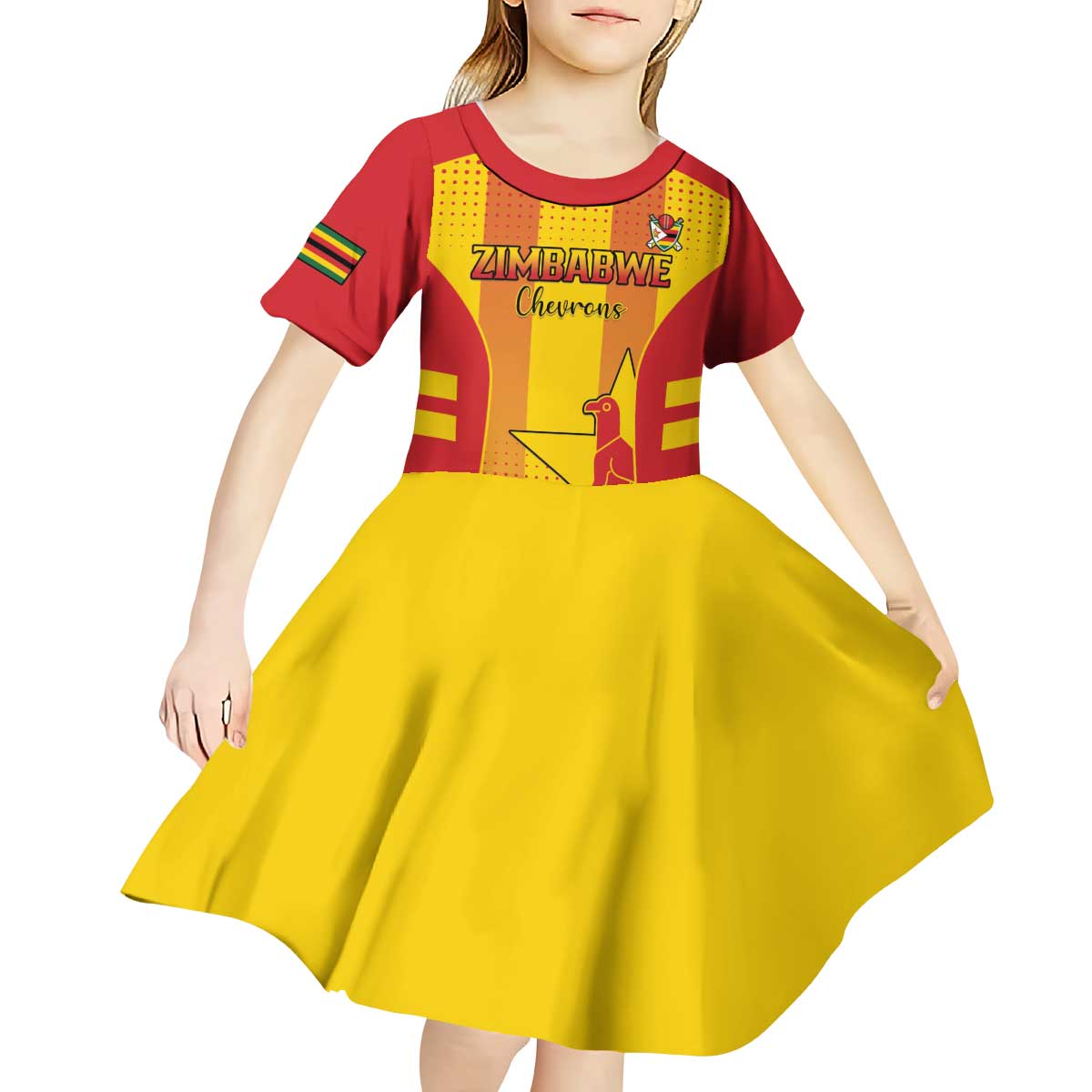 Custom Zimbabwe Cricket Kid Short Sleeve Dress Go Champions - Wonder Print Shop