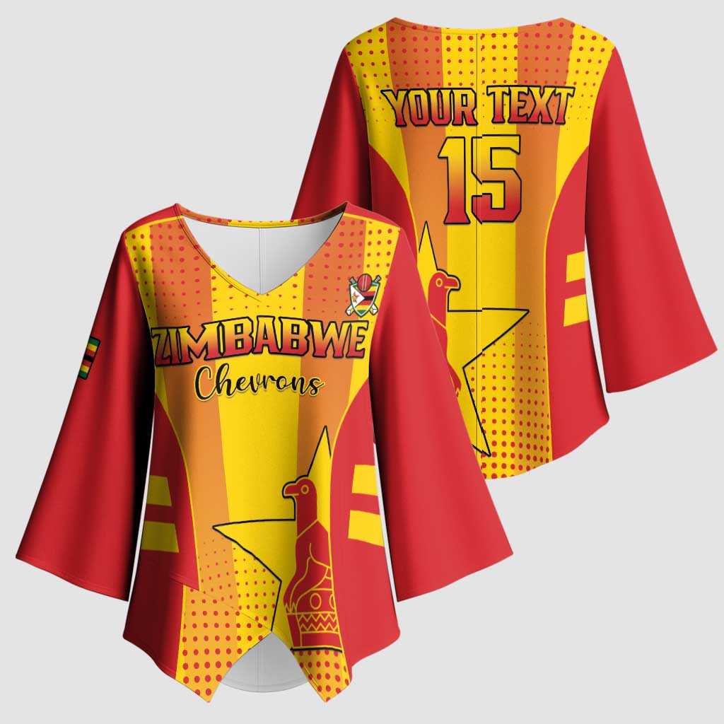 Custom Zimbabwe Cricket Kimono Sleeve Blouse Go Champions - Wonder Print Shop