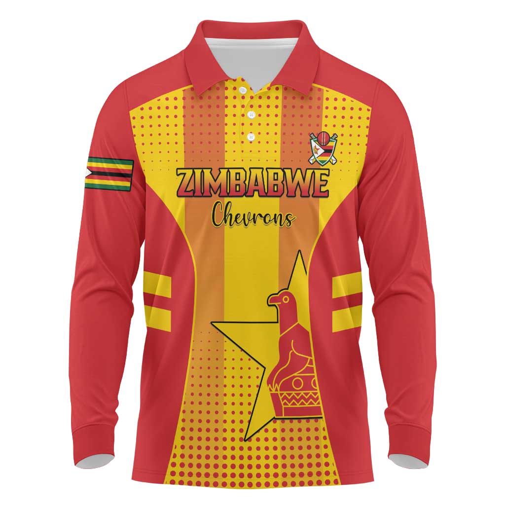 Custom Zimbabwe Cricket Long Sleeve Polo Shirt Go Champions - Wonder Print Shop