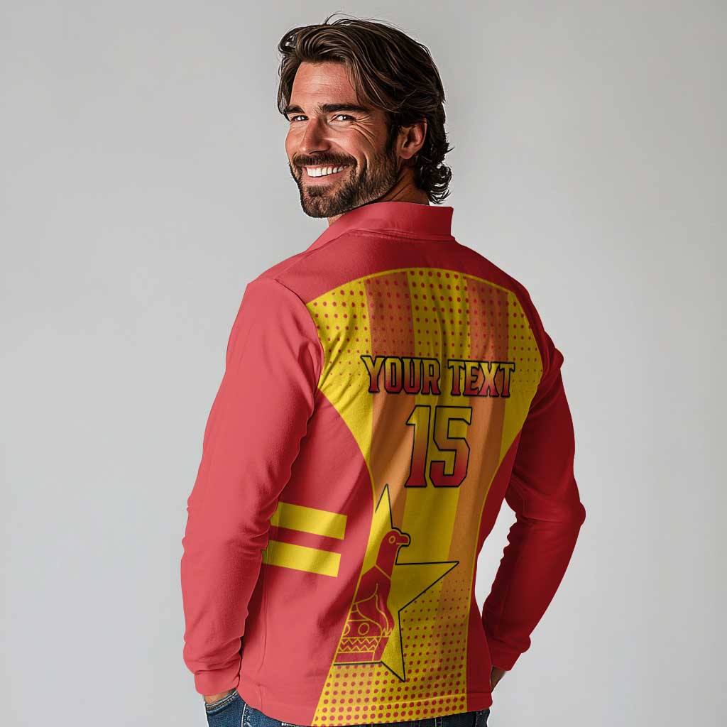 Custom Zimbabwe Cricket Long Sleeve Polo Shirt Go Champions - Wonder Print Shop
