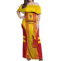 Custom Zimbabwe Cricket Off Shoulder Maxi Dress Go Champions - Wonder Print Shop
