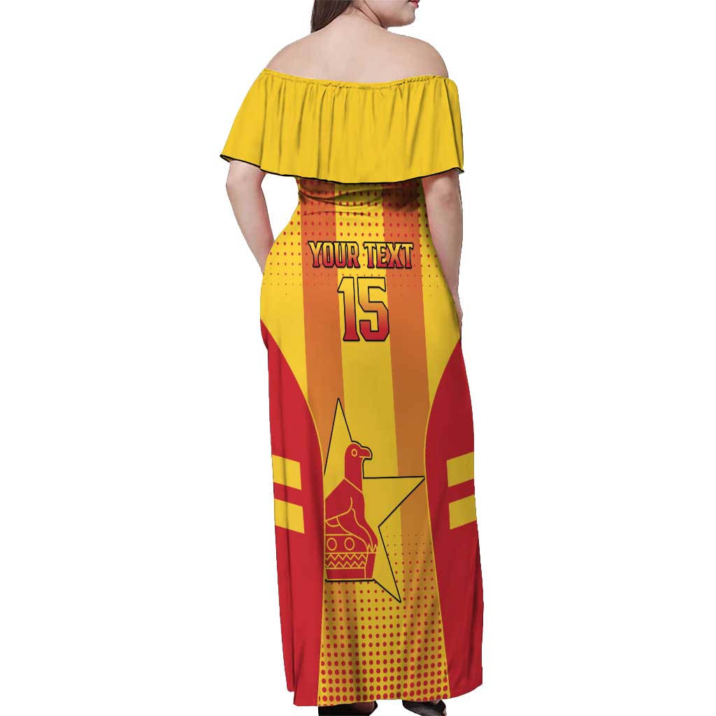 Custom Zimbabwe Cricket Off Shoulder Maxi Dress Go Champions - Wonder Print Shop