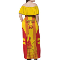Custom Zimbabwe Cricket Off Shoulder Maxi Dress Go Champions - Wonder Print Shop