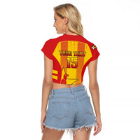 Custom Zimbabwe Cricket Raglan Cropped T Shirt Go Champions - Wonder Print Shop