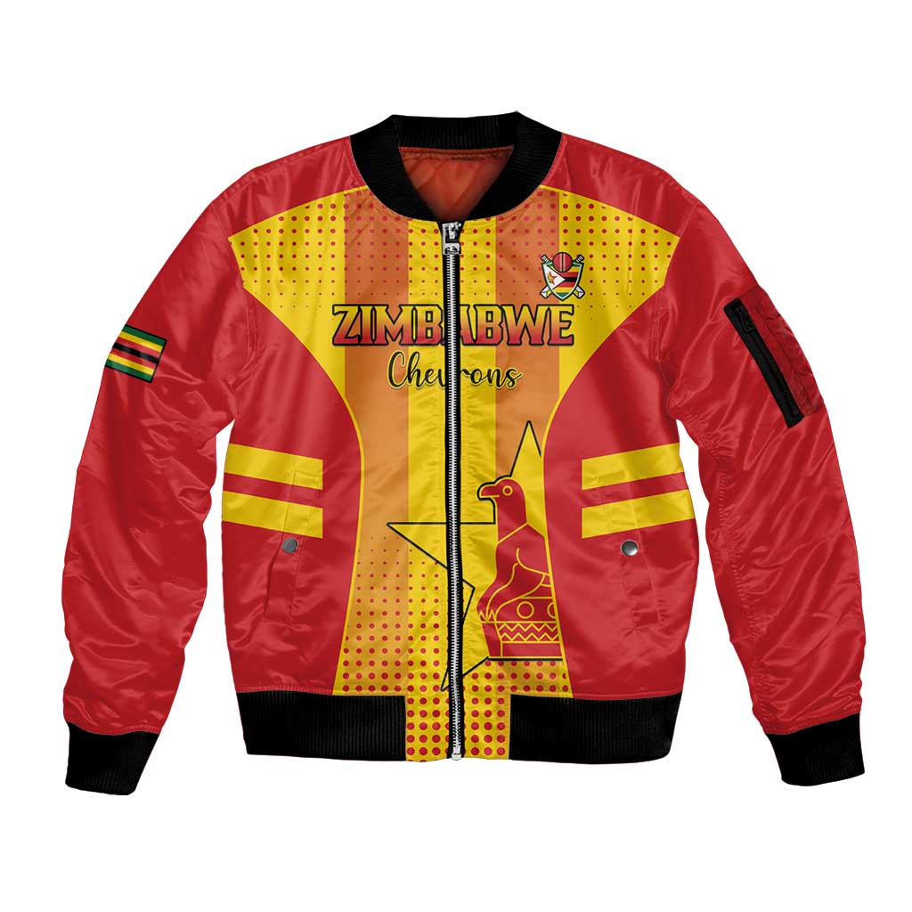 Custom Zimbabwe Cricket Sleeve Zip Bomber Jacket Go Champions - Wonder Print Shop