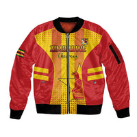 Custom Zimbabwe Cricket Sleeve Zip Bomber Jacket Go Champions - Wonder Print Shop