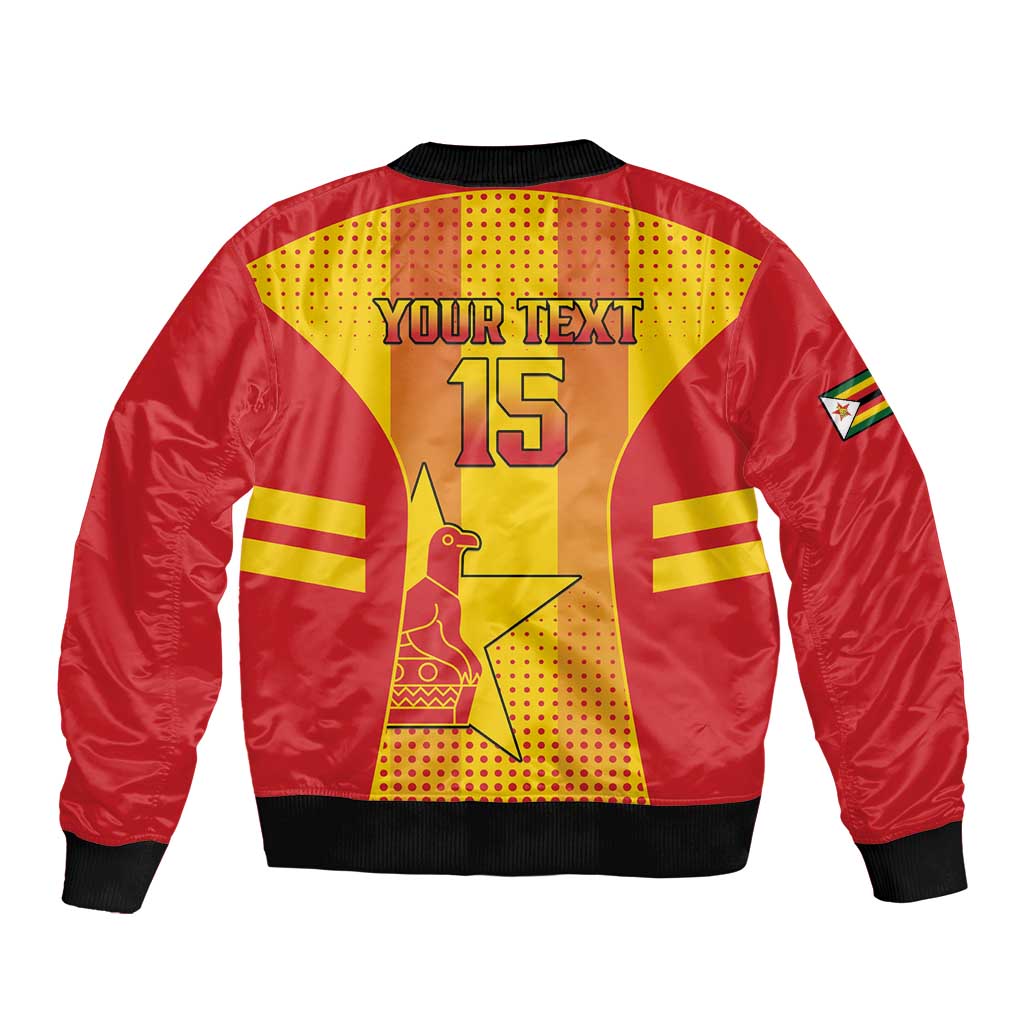 Custom Zimbabwe Cricket Sleeve Zip Bomber Jacket Go Champions - Wonder Print Shop