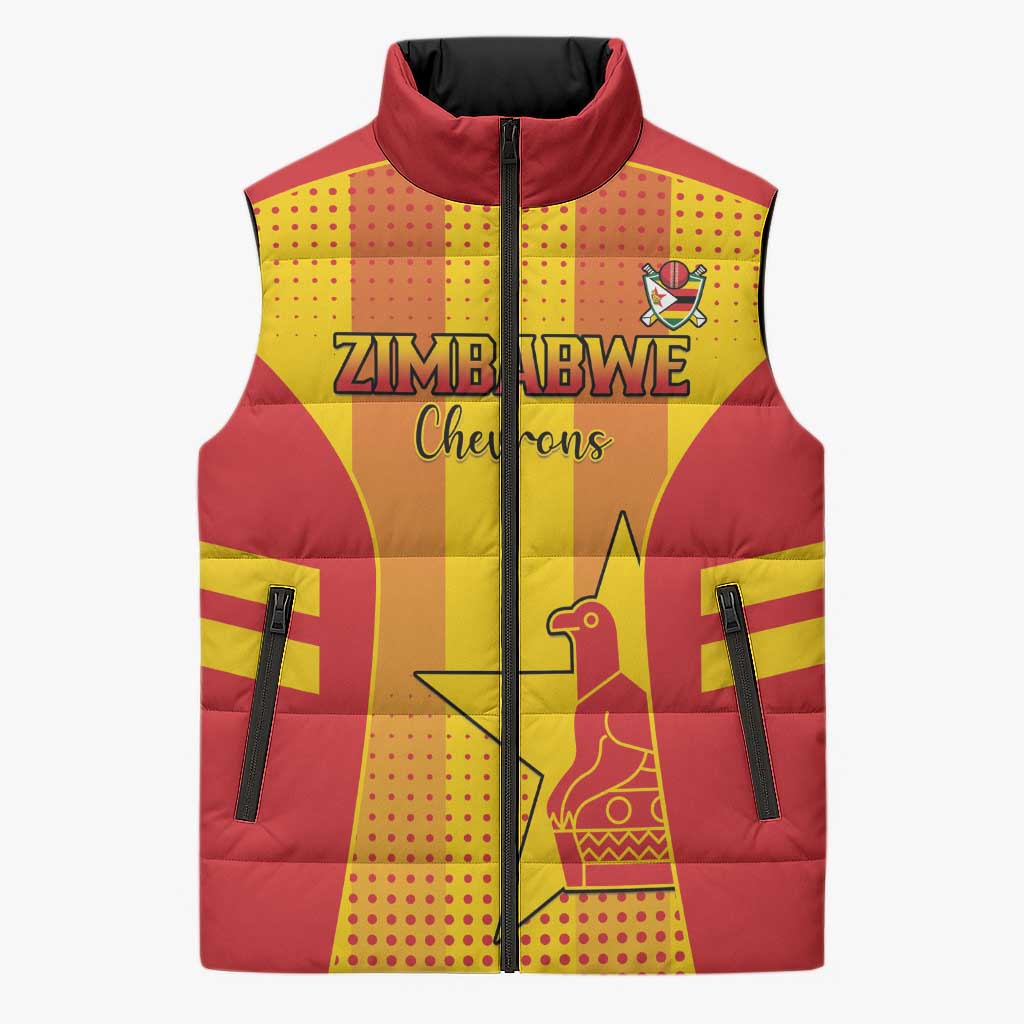 Custom Zimbabwe Cricket Sleeveless Puffer Jacket Go Champions - Wonder Print Shop