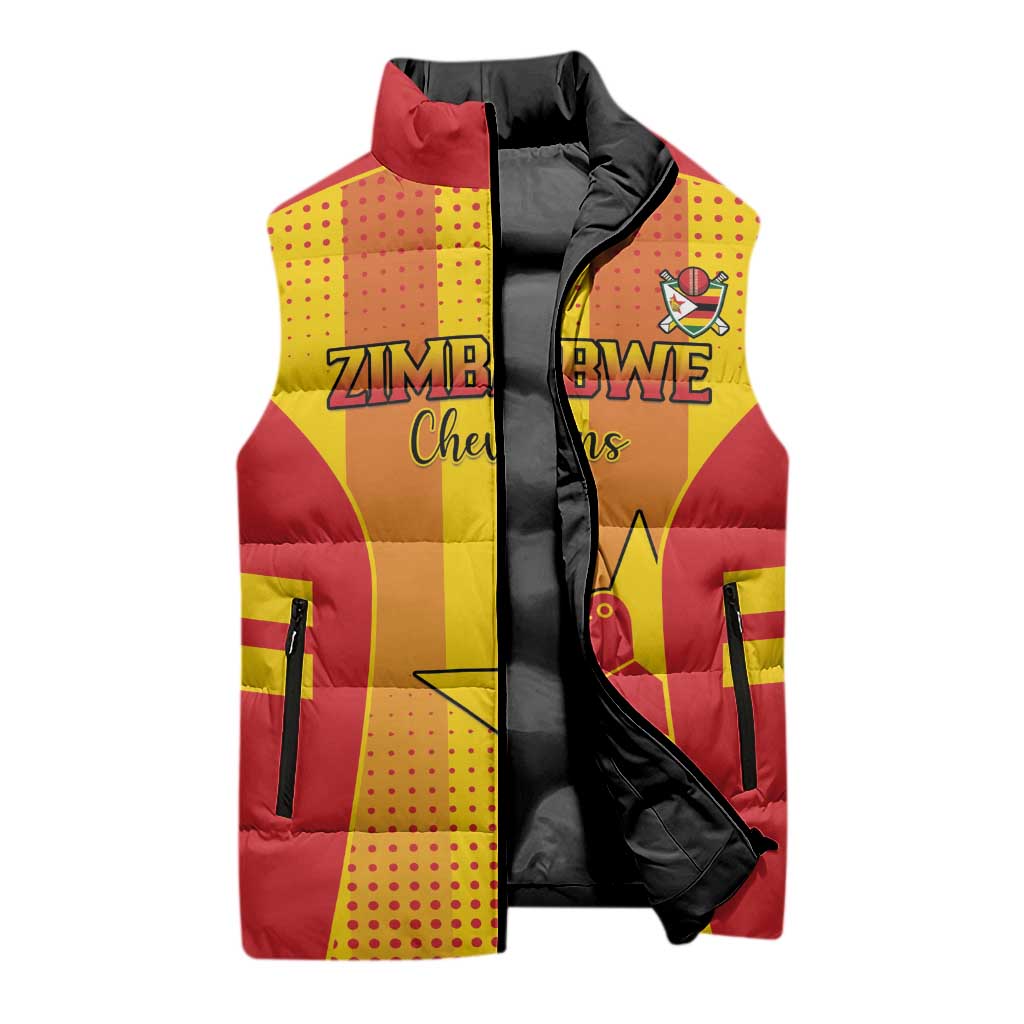 Custom Zimbabwe Cricket Sleeveless Puffer Jacket Go Champions - Wonder Print Shop