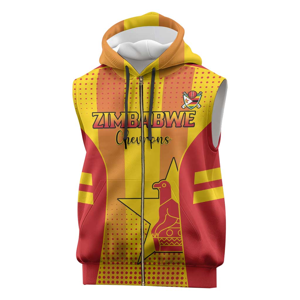 Custom Zimbabwe Cricket Sleeveless Zip Hoodie Go Champions - Wonder Print Shop