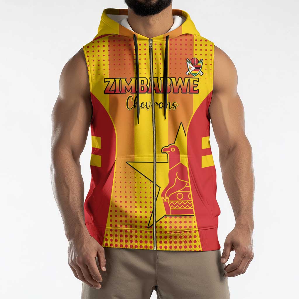 Custom Zimbabwe Cricket Sleeveless Zip Hoodie Go Champions - Wonder Print Shop