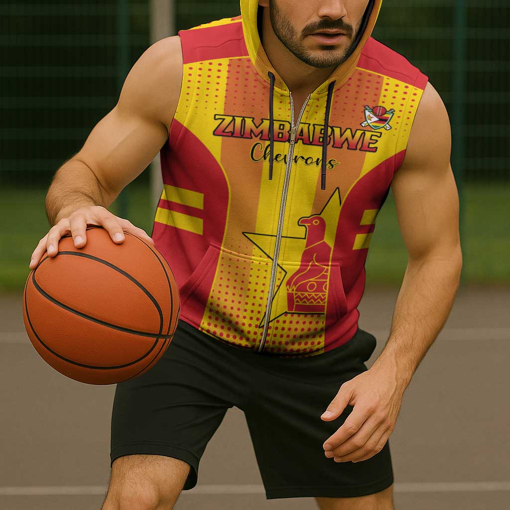 Custom Zimbabwe Cricket Sleeveless Zip Hoodie Go Champions - Wonder Print Shop