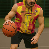 Custom Zimbabwe Cricket Sleeveless Zip Hoodie Go Champions - Wonder Print Shop