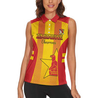 Custom Zimbabwe Cricket Women Sleeveless Polo Shirt Go Champions - Wonder Print Shop