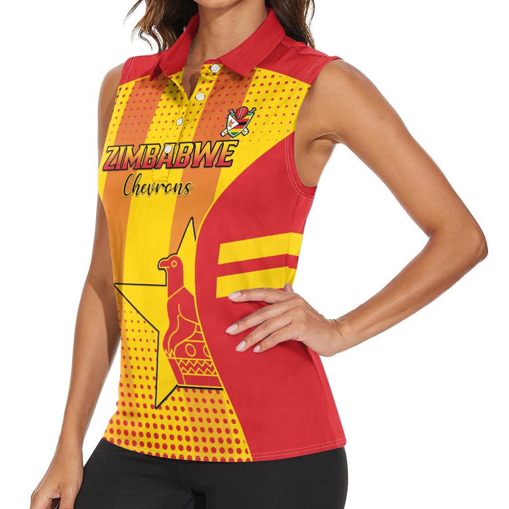 Custom Zimbabwe Cricket Women Sleeveless Polo Shirt Go Champions - Wonder Print Shop