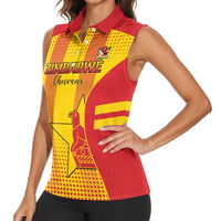 Custom Zimbabwe Cricket Women Sleeveless Polo Shirt Go Champions - Wonder Print Shop