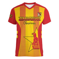 Custom Zimbabwe Cricket Women V-Neck T-Shirt Go Champions - Wonder Print Shop