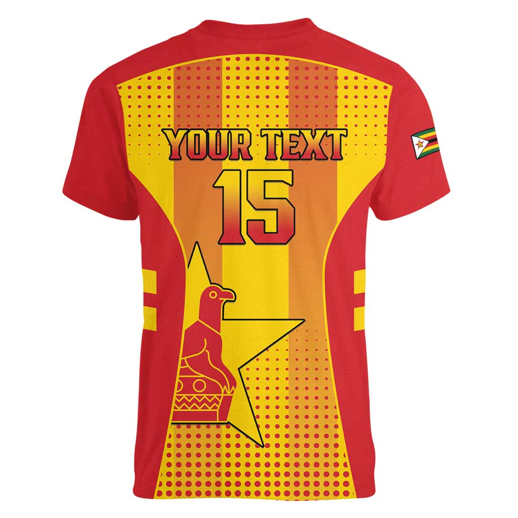 Custom Zimbabwe Cricket Women V-Neck T-Shirt Go Champions - Wonder Print Shop