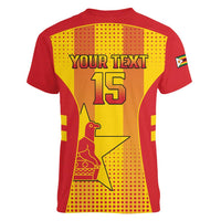 Custom Zimbabwe Cricket Women V-Neck T-Shirt Go Champions - Wonder Print Shop