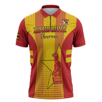 Custom Zimbabwe Cricket Zipper Polo Shirt Go Champions - Wonder Print Shop