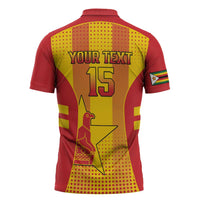 Custom Zimbabwe Cricket Zipper Polo Shirt Go Champions - Wonder Print Shop