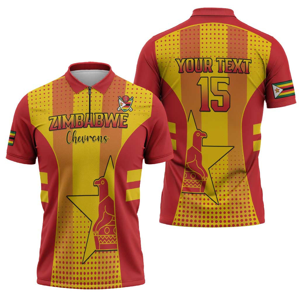 Custom Zimbabwe Cricket Zipper Polo Shirt Go Champions - Wonder Print Shop