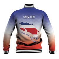 Personalized Costa Rica Independence Day Baseball Jacket Coat Of Arms With Purple Guaria Morada Orchid - Wonder Print Shop