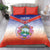 Personalized Costa Rica Independence Day Bedding Set Coat Of Arms With Purple Guaria Morada Orchid - Wonder Print Shop