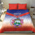Personalized Costa Rica Independence Day Bedding Set Coat Of Arms With Purple Guaria Morada Orchid - Wonder Print Shop