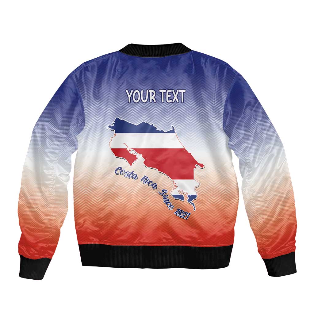 Personalized Costa Rica Independence Day Bomber Jacket Coat Of Arms With Purple Guaria Morada Orchid - Wonder Print Shop