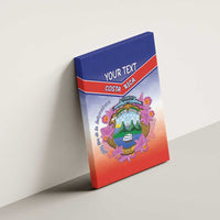 Personalized Costa Rica Independence Day Canvas Wall Art Coat Of Arms With Purple Guaria Morada Orchid - Wonder Print Shop