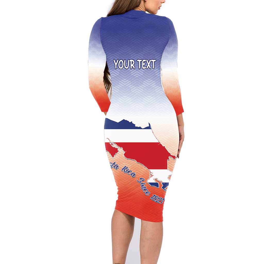 Personalized Costa Rica Independence Day Family Matching Long Sleeve Bodycon Dress and Hawaiian Shirt Coat Of Arms With Purple Guaria Morada Orchid - Wonder Print Shop