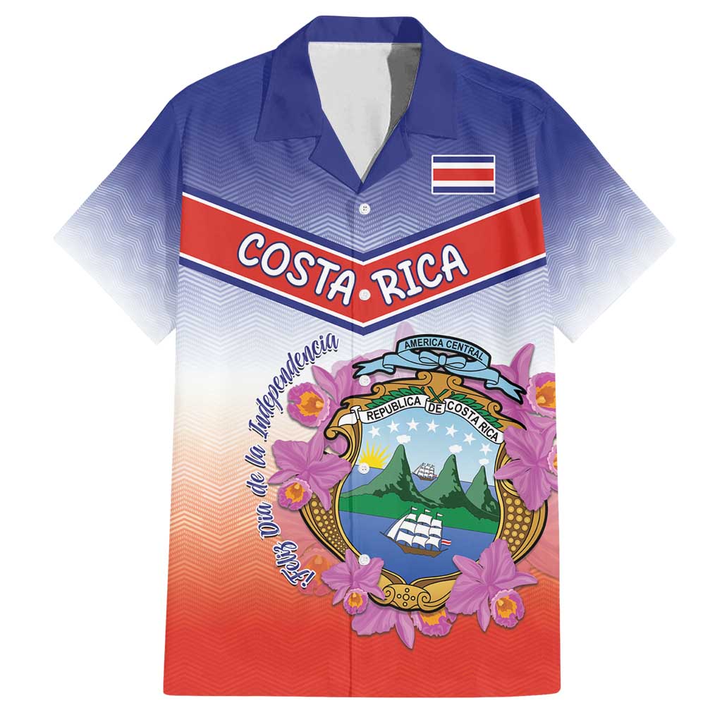 Personalized Costa Rica Independence Day Family Matching Summer Maxi Dress and Hawaiian Shirt Coat Of Arms With Purple Guaria Morada Orchid - Wonder Print Shop