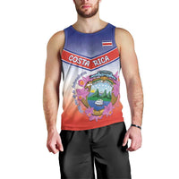 Personalized Costa Rica Independence Day Men Tank Top Coat Of Arms With Purple Guaria Morada Orchid - Wonder Print Shop