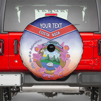 Personalized Costa Rica Independence Day Spare Tire Cover Coat Of Arms With Purple Guaria Morada Orchid - Wonder Print Shop