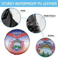 Personalized Costa Rica Independence Day Spare Tire Cover Coat Of Arms With Purple Guaria Morada Orchid - Wonder Print Shop